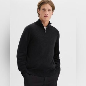 Theory “Hilles” Quarter Zip Sweater Black Cashmere Size XL Excellent Condition!